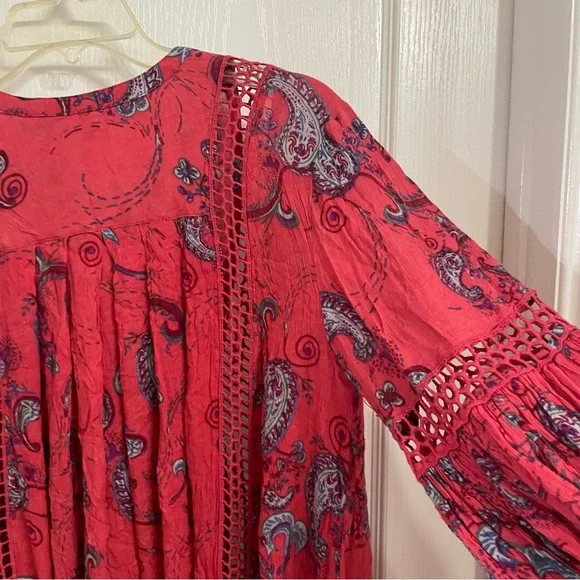 Free People Womens Just the Two of Us Balloon Sleeve Tunic Top Mini Dress Small - Picture 10 of 12